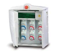 FANTON 74714 Tableau électrique de chantier ASC IP55 prises 2 x 2P+T 16A + 2 x 3P+T 16A + 1 x 3P+T 32A + 1 x 3P+N+T 32A avec bornier PolyFEMO MIDI interrupteur différentiel magnétothermique