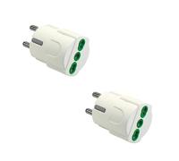 Fanton 81090-B2 Lot de 2 adaptateurs Schuko à Prise Italienne bipasso et Prise Allemande/française 2P+T, Parfaits pour Les Voyages en Allemagne, Espagne, Autriche, Grèce, Portugal, Turquie - Fabriqué