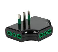 FANTON 82221 adaptateur prise triple plat gain de place - 1 prise italienne grande 16 A 3 prises bipas noir