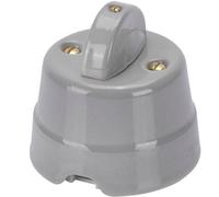 FANTON Interrupteur inverseur à bouton en céramique style vintage couleur gris mural 10AX 250V rétro en porcelaine 84001GR