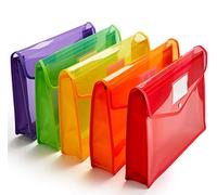 FANWU Lot de 5 chemises en plastique avec fermeture à bouton-pression, format B4/A4, imperméables (couleur assortie)