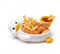 Fanyil Easyclip Plateau apéro en céramique motif canard, plateau apéritif avec bol apéritif pour sauces, idéal pour soirées cinéma, repas des enfants et moments à partager