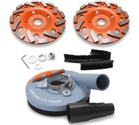 FANZTOOL Meule Diamantée 125 mm & capot d'aspiration pour meuleuse d'angle | Disque de ponçage béton *2 avec adaptateur M14, brosses remplaçables et bague renforcée pour un ponçage propre