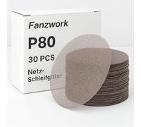 Fanzwork Disques Abrasifs en Maille Ø 150mm Autoagrippants - Grain 80-30 pièces - Compatible avec Ponceuses Excentriques 150mm, Idéal pour Poncer le bois, le Mastic, la Peinture, le Plastique