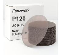 Fanzwork Disques Abrasifs en Maille Ø 150mm Autoagrippants, Grain P120-30 pièces, Compatible avec ponceuses excentriques 150mm - Idéal pour poncer le bois, le mastic, la peinture, le plastique