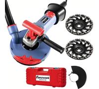 FANZWORK Ponceuse Béton/Surfaceuse Beton Kit (2100W/180 mm+) | & disques diamant, capot d'aspiration, mallette de transport et poignée en T, pour béton, chape, pierre et colle à carrelage