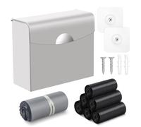 FAOEHN Récipient de serviette hygiénique avec sacs d'élimination hygiénique et sac poubelle, 23,9 x 19,8 x 8,9 cm, poubelle murale en acier inoxydable pour salle de bain, bureau (argent)