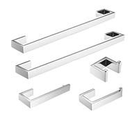 Fapully Lot de 5 Accessoires de Salle de Bain en Acier Inoxydable à Fixation Murale, Finition chromée polie