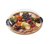 Farberware Build-a-Board Planche à découper avec compartiment unique et couvercle transparent verrouillable pour charcuterie, collations et plus encore. Prenez-la. Profitez-en, rond, 35,6 cm, bambou
