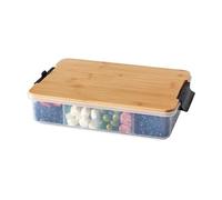 Farberware Build Snacklebox Plateau de service avec couvercle de planche à découper en bambou verrouillable, récipient de rangement portable avec compartiments pour charcuterie, et plus encore