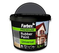 FARBEX Peinture Caoutchouc Liquide Étanche Intérieur/Extérieur - Revêtement Élastique Pour Toiture, Terrasse, Balcon - 3,5 kg Graphite - Étanchéifie Et Protège Toutes Surfaces