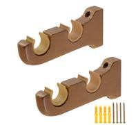 FarBoat Lot de 2 supports muraux classiques en bois pour tringle à rideaux jusqu'à 3,8 cm de diamètre (double fente en teck)