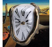 FAREVER Horloge Fondue, Montre Salvador Dali pour décoration de Maison, Bureau, étagère, Bureau, Table, Cadeau créatif Amusant, Or Antique