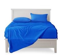 FARFALLAROSSA Parure De Lit 135x190-200 3 Pièces 100% Coton - Drap Housse 135x200 cm - Drap Plat 1 Personne 180x280 cm - 1 Taie d'oreiller 50x80 - Bleu Royal