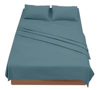 FARFALLAROSSA Parure De Lit 180x190/200 4 Pièces en Microfibre - Drap Housse 180x200 cm - Drap Plat 2 Personne 260x280 cm - 2 Taie d'oreiller 50x80 - Vert