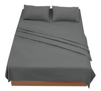 FARFALLAROSSA Parure De Lit 180x190/200 4 Pièces en Microfibre - Drap Housse 180x200 cm - Drap Plat 2 Personne 260x280 cm - 2 Taie d'oreiller 50x80 - Gris Fonce