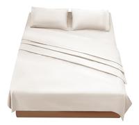 FARFALLAROSSA Parure De Lit 180x190/200 4 Pièces en Microfibre - Drap Housse 180x200 cm - Drap Plat 2 Personne 260x280 cm - 2 Taie d'oreiller 50x80 - Beige