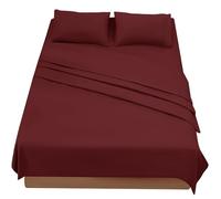 FARFALLAROSSA Parure De Lit 180x190/200 4 Pièces en Microfibre - Drap Housse 180x200 cm - Drap Plat 2 Personne 260x280 cm - 2 Taie d'oreiller 50x80 - Bordeaux