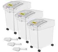 Farine et riz Récipient capacité 15 kg, 3 pièces boîte de rangement cuisine 25 x 35,5 x 43 cm, triple boîtes de stockage blanc stockage pour céréales et autres produits secs