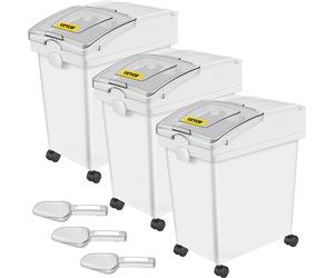 Farine et riz Récipient capacité 15 kg, 3 pièces boîte de rangement cuisine 25 x 35,5 x 43 cm, triple boîtes de stockage blanc stockage pour céréales et autres produits secs