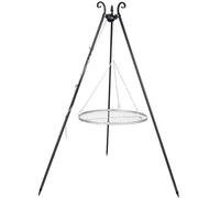 Farmcook - Barbecue suspendu style trépied viking, avec grille en acier, disponible en 4 tailles (diamètre: 50 cm) Ø 70 cm noir