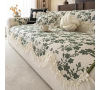 Farmhouse Sofa Cover, Vintage Floral Couch Covers，Non-Slip Sofa Slipcovers | Chenille Sofa Covers For 1 2 3 4 Seater, Leather Sofa Protector For Living Room, Pet Furniture Protect(Green,90x180cm)