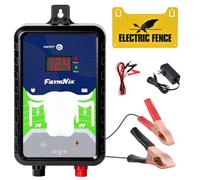 FarmNix Électrificateur de Clôture 12KV 4 Joules, 24KM Clôture électrique | pour Ferme & Pâturage - Options Secteur/Batterie/Solaire, pour Vache, Cheval, Mouton, Chèvre, Sanglier