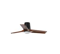 Faro Heywood Tub Petit ventilateur de plafond 3 pales noir mat, noyer avec éclairage 2700-4000 - 6000 K