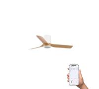 Faro Mini Punt Tub Petit ventilateur de plafond à 3 pales, blanc mat, érable, système intelligent Tuya
