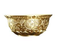 Faroby Bol de prospérité de 12, 7 cm, bol rond en laiton couleur dorée avec sculpture exquise pour la richesse et la fortune, décoration Feng Shui chinoise pour la maison et le bureau