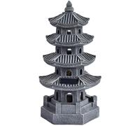 Faroby Statue de Jardin pagode, Lanterne de pagode à énergie Solaire, résine Grise, décor Zen d'extérieur