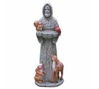 Faroby Statue de Saint François d'Assise Mangeoire à Oiseaux en résine de 11, 8 Pouces avec Patio d'écureuils