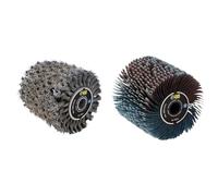 Fartools 110884 Brosse Fibre Métal Torsadé pour Rénovateur & 110869 Brosse à lanières abrasives Ø120mm-L 100mm Compatible avec Rénovateur REX120, REX200 et REX-H200 pour poncer/dégriser