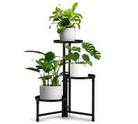 FARYODI Étagère à fleurs 3 niveaux en métal, support à plantes et échelle à fleurs pour intérieur et extérieur, table de plantation de 25,4 cm pour coin, étagère à fleurs pour salon, bureau, jardin