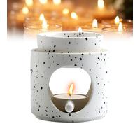 FARYODI Lampe aromatique pour huiles essentielles, lampe aromatique en céramique avec photophore, cuillère à bougie, brûleur d'encens, pour cire parfumée et huile parfumée (noir et blanc)