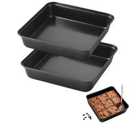 FARYODI Lot de 2 plats à gratin carrés, 22 cm, pour brownie, avec revêtement antiadhésif, pour gâteaux, brownies et lasagnes