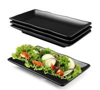 FARYODI Lot de 4 assiettes rectangulaires en mélamine - 20,7 x 12,8 x 2,7 cm - En plastique - Assiettes à dessert - Pour sushi, salade, antipasti, gâteau