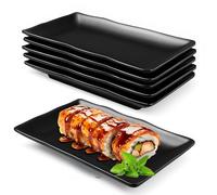 FARYODI Lot de 6 assiettes rectangulaires en mélamine - 20,7 x 12,8 x 2,7 cm - En plastique - Assiettes à dessert - Assiettes à collation pour sushi, salade, antipasti, gâteaux