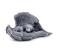 FARYODI Pierre commémorative solaire pour chat ou chien, figurine d'ange avec lumière LED et ailes, statue en résine résistante aux intempéries comme marquage funéraire, décoration funéraire pour