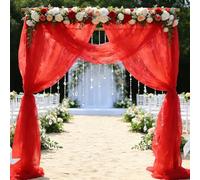 FARYODI Tissu en tulle souple 3 m x 160 cm, découpe libre, rideau de mariage, décoration d'arche de mariage, cérémonie, fête, voile (rouge-3)