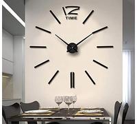 Grande horloge murale en acrylique, grande taille, noire, à faire soi-même, effet 3D, à décorer, personnalisable