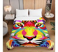 Fasbuy Couvre-lit 1-2 Personnes, 3D Tigre Microfibre Couverture, Dessus De Lits, Housse De Canapé, Légère et Respirante, Réversible Lavable pour Toutes Les Saisons (Tigre 06,200x230cm)