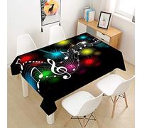 Fasbuy Nappe rectangulaire, Blanche, Anti Tache, Nappe de Table, Anti Taches, enduite, Housse de Table, Impressions Musicales 3D (Musique Festive,150x210cm)