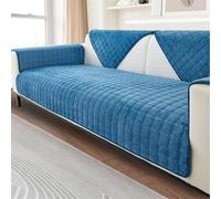 FASCINATDECO Housse de Canapé en Flanelle - Housse de Coussin de Canapé, Housse Canapé d'angle 1/2/3/4 Places pour Canapé Sectionnel, Housse de Canapé en Forme de L (Bleu,90x240cm)
