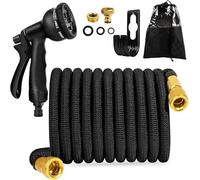 FASCINATDECO Tuyau Arrosage Extensible 15m, Tuyau d'arrosage Extensible avec 8 Modes d'arrosage, Connecteur en Laiton Massif avec Adaptateur 3/4" et 1/2" pour Jardin et Lavage de Voiture