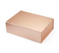 FASHEWELRY 1 boîte cadeau rectangulaire pliable en papier 28 x 20 x 9 cm | Boîtes d'emballage avec couvercles magnétiques pour mariage, anniversaire, Noël, anniversaire, verge d'or