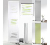 fashion and joy Panneau japonais avec dégradé de couleur vert gris abstrait avec Accessoire (H x l) 245 x 60 cm, Rideau coulissant semi-transparent moderne chic, Type 415