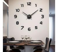 FASHION in THE CITY Mode en Ville 3D Surface de Miroir DIY Horloge Murale Grande Taille Mur décoratifs horloges Silencieux Non tic-tac Mouvement Aiguilles de l'horloge Art déco 100cm-120cm Noir