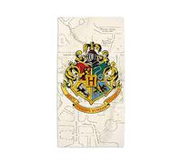 Fashion UK Serviette de plage Harry Potter Grande 70 x 140 cm 100 % coton Modèle Hogwarts Carte du Malandrin Serviette Piscine officielle Beige