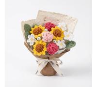 FashionCha Fleur en Tissu tricotée Main, Idée caau fête s mères, Fleurs au Crochet, Tournesol et Fleurs Roses tricotés M128-8, Petite Taille